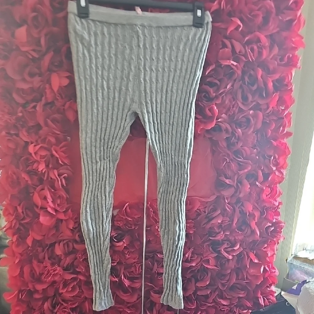 Girls Size 16 Gray Cable Knit Sweater Footless Leggings